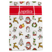Cute Kerstdoodles Medium Cadeauzakje (Achterkant)