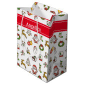 Cute Kerstdoodles Medium Cadeauzakje (Achterkant Gekanteld)
