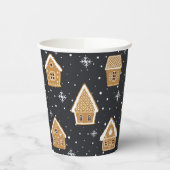 Cute Kerstdorp Dennenbomen Blauw Kerstmis Papieren Bekers (Links)