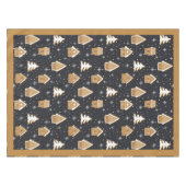 Cute Kerstdorp Dennenbomen Blauw Kerstmis Tafelkleed (Voorkant (Horizontaal))