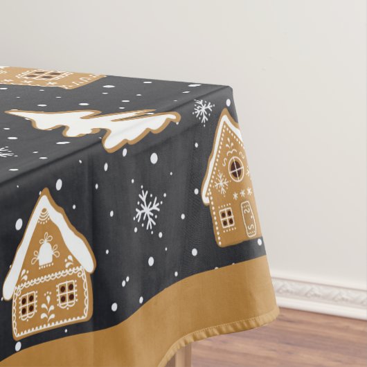 Cute Kerstdorp Dennenbomen Blauw Kerstmis Tafelkleed (Voorbeeld)