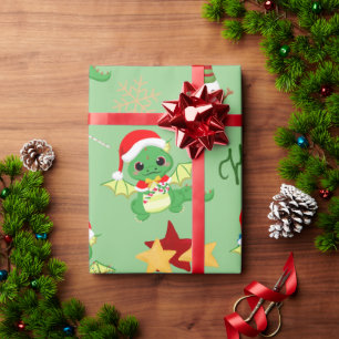 Cute Kerstdragon Prettige feestdagen Cadeaupapier