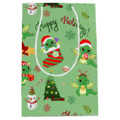 Cute Kerstdragon Prettige feestdagen Medium Cadeauzakje (Voorkant)