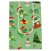 Cute Kerstdragon Prettige feestdagen Medium Cadeauzakje (Achterkant)