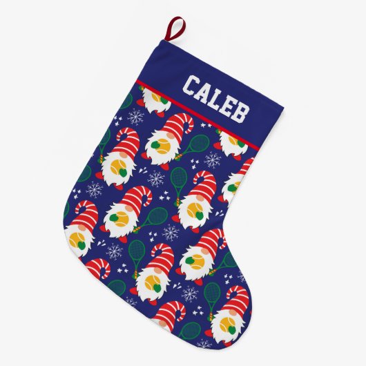 🎾 Cute Kerstdwarf met tennisbal Grote Kerstsok (Voorkant (Hangend))