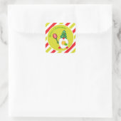 🎾 Cute Kerstdwarf met tennisbal Vierkante Sticker (Tas)