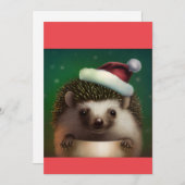 Cute Kerstegel, egel Santa T-Shirt Feestdagenkaart (Voorkant / Achterkant)