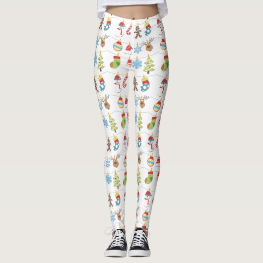 Cute Kerstelementen Pattern ID729 Leggings (Voorkant)