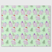 Cute Kerstelephants Pattern Cadeaupapier (Vlak)