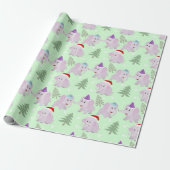 Cute Kerstelephants Pattern Cadeaupapier (Uitgerold)
