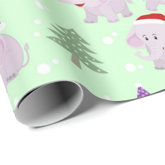 Cute Kerstelephants Pattern Cadeaupapier (Rol Hoek)