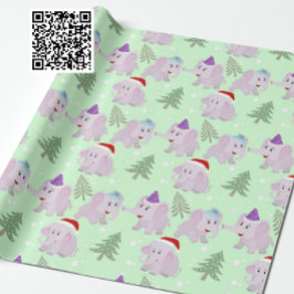 Cute Kerstelephants Pattern Cadeaupapier