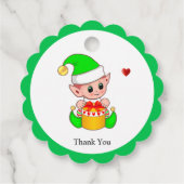 Cute kerstelf met hart Dank u Bedankjes Labels (Achterkant)