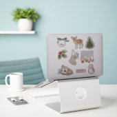 Cute Kerstelijke Sticker Set (Laptop op bureau)