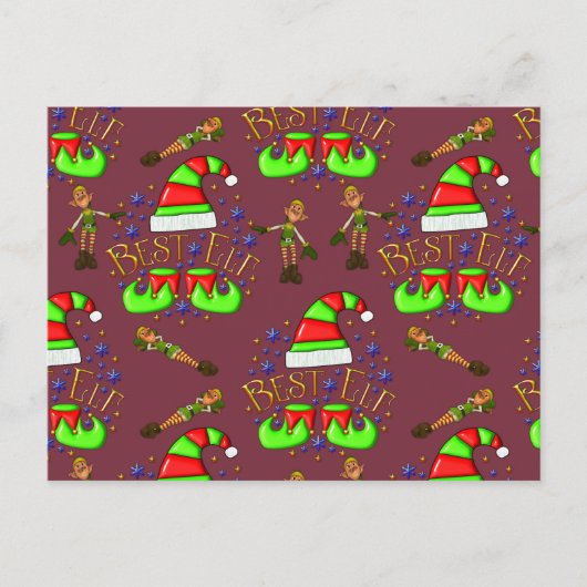 Cute KerstElves Briefkaart (Voorkant)