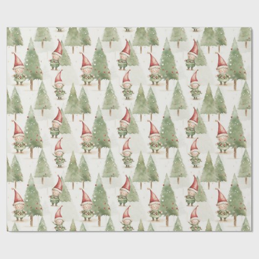 Cute KerstElves Cadeaupapier (Vlak)