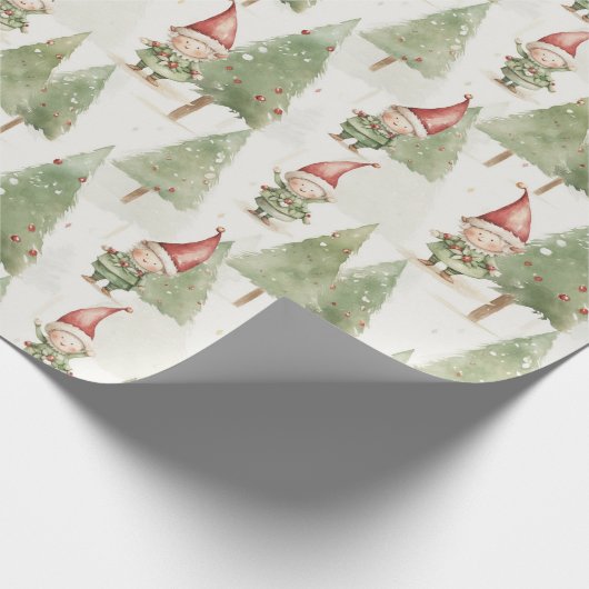 Cute KerstElves Cadeaupapier (Hoek)