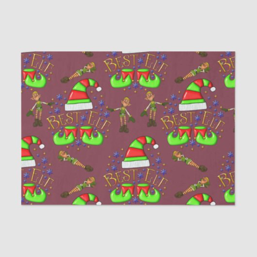 Cute KerstElves Tissuepapier (Voorkant)
