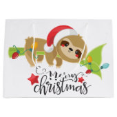 Cute Kerstfeestay Kawaii sloth Groot Cadeauzakje (Voorkant)