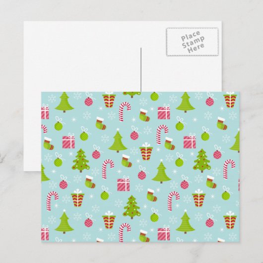 Cute Kerstfeestay Pattern Feestdagenkaart (Voorkant / Achterkant)