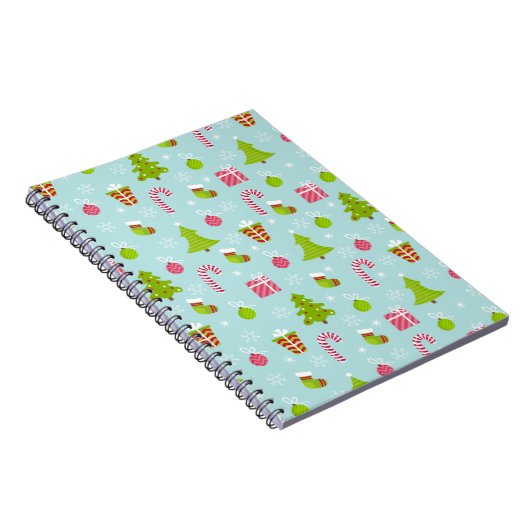 Cute Kerstfeestay Pattern Notitieboek (Rechterzijde)
