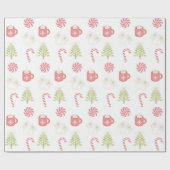 Cute Kerstfeestay Pattern White Cadeaupapier (Vlak)