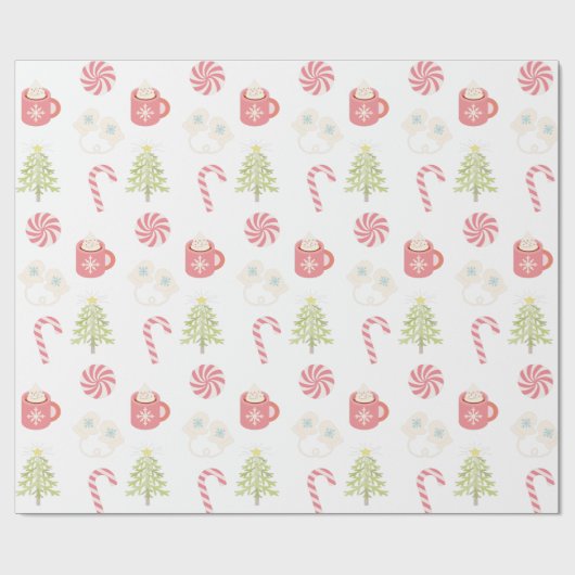Cute Kerstfeestay Pattern White Cadeaupapier (Vlak)