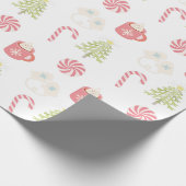 Cute Kerstfeestay Pattern White Cadeaupapier (Hoek)
