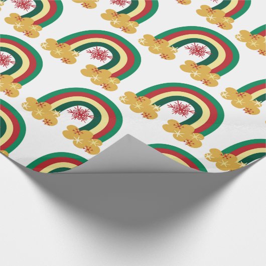 Cute Kerstfeestay Rainbow Gift Cadeaupapier (Hoek)