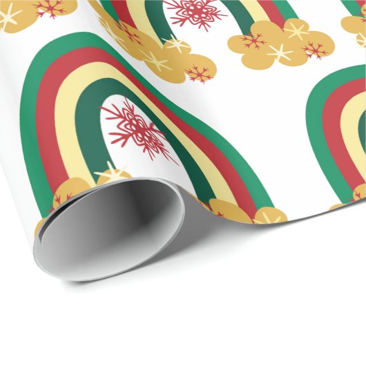 Cute Kerstfeestay Rainbow Gift Cadeaupapier (Rol Hoek)