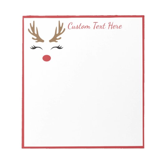 Cute Kerstfeestay Rudolf Reindeer Red Nose Notitieblok (Voorkant)
