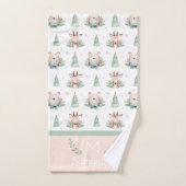 Cute Kerstfeestdagen Beer en deer Monogram Bad Handdoek (Handdoek)