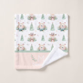 Cute Kerstfeestdagen Beer en deer Monogram Bad Handdoek (Wasdoekje)