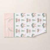 Cute Kerstfeestdagen Beer en deer Monogram Bad Handdoek (Handdoek)