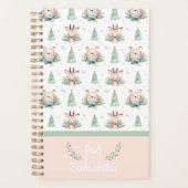 Cute Kerstfeestdagen Beer en deer Monogram Planner (Voorkant)