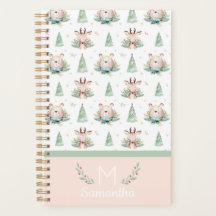 Cute Kerstfeestdagen Beer en deer Monogram