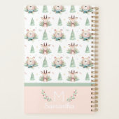 Cute Kerstfeestdagen Beer en deer Monogram Planner (Achterkant)