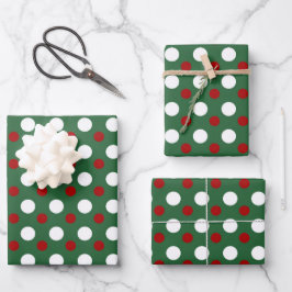 Cute kerstFeestdagen Polka Dots Pattern Green Inpakpapier Vel