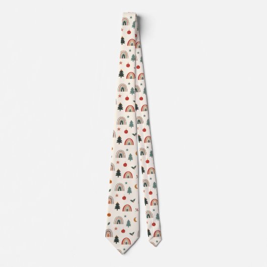 Cute Kerstfeestelijke regenbogen Feestdagen Patroo Stropdas (Voorkant)