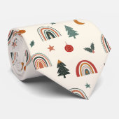 Cute Kerstfeestelijke regenbogen Feestdagen Patroo Stropdas (Opgerold)