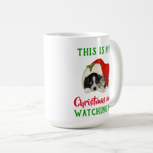 Cute kerstfilm die  kijkt koffiemok (Voorkant rechts)