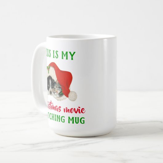 Cute kerstfilm die  kijkt koffiemok (Voorkant links)