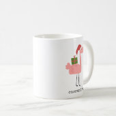 Cute kerstflamingo Illustratie aangepaste naam Koffiemok (Voorkant rechts)