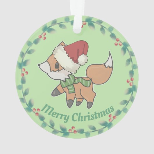 Cute kerstfox en Wreath Personalized Ornament (achterkant)