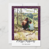 Cute Kerstframefoto Paarse Glitters Feestdagenkaart (Voorkant)