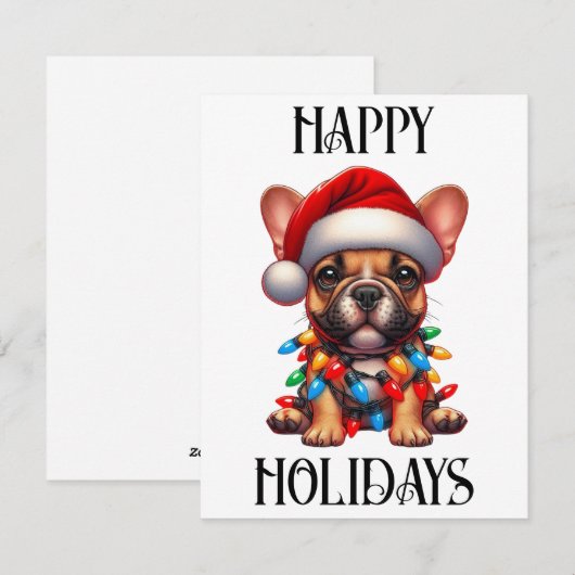 Cute KerstFrench Bulldog Feestdagenkaart (Voorkant / Achterkant)