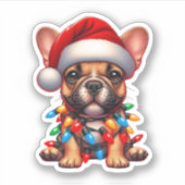 Cute KerstFrench Bulldog Sticker (Voorkant)