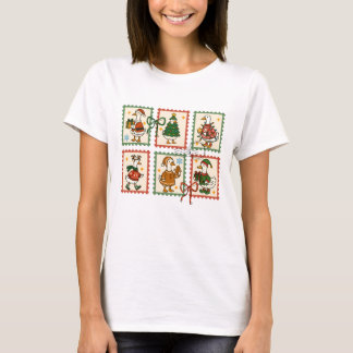 Cute Kerstgans Postzegelvel Feestelijk T-shirt