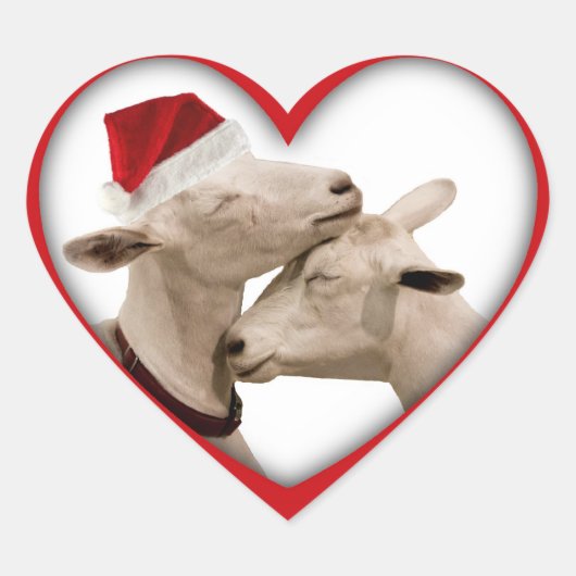 Cute kerstgeit Couple Hart Sticker (Voorkant)