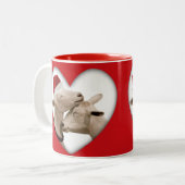 Cute kerstgeit Couple Tweekleurige Koffiemok (Voorkant links)